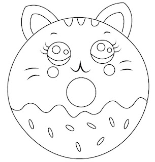 cute kawaii donut cat face printable coloring page