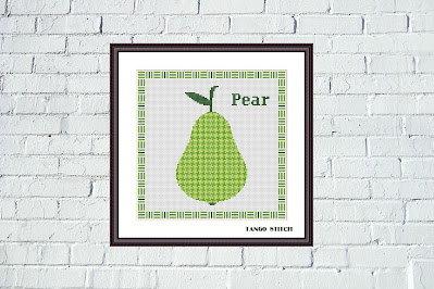 Pear ornament kitchen fruit cross stitch pattern