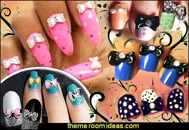 Bow Tie nail decorations Butterfly nails Rhinestone Nail Art Stickers nail art Decorations nail designs