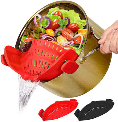Clip On Strainer for Pots & Pans, Universal Pasta Strainer Silicone Food  Strainer for Spaghetti Meat Grease Fruit Vegetables, Kitchen Gadgets  Colander Drainer 