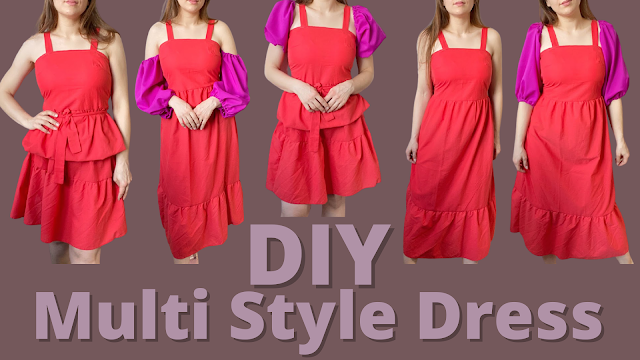 DIY Puff sleeve ruffle hem maxi  dress sewing tutorial