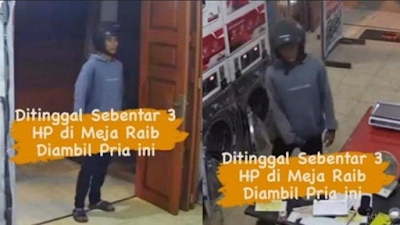Gaya Maling dikota Maling Gondol 3 Unit HP Pemilik Laundry di Titi Kuning Medan