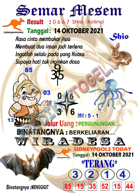 Syair Semar Mesem SDY Hari Ini 14-Okt-2021