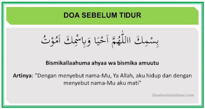 Sebelum tidur bacaan Doa dan