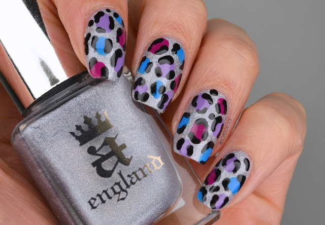 Purple and Blue Leopard Print Nail Art