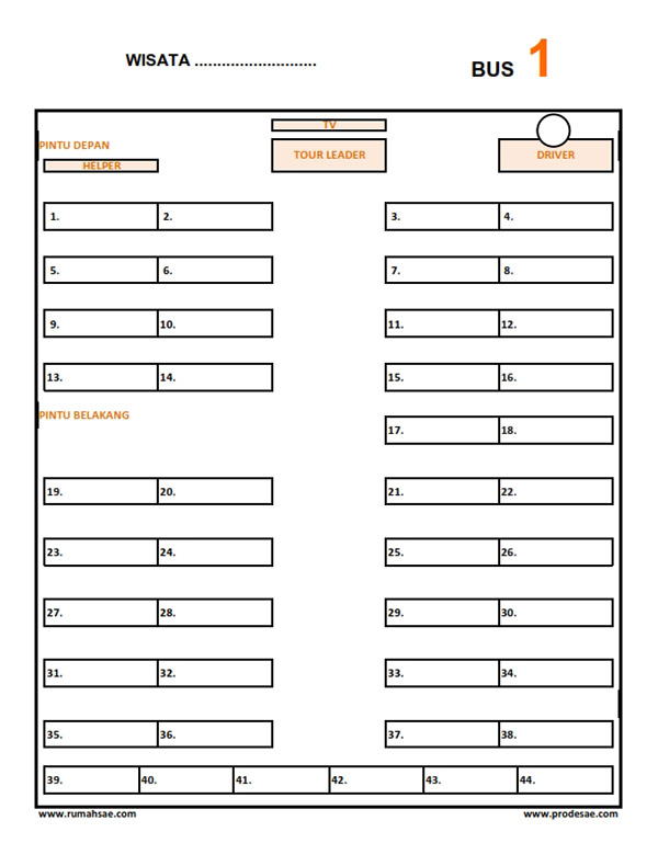 Download Denah Kursi Bus Pariwisata Excel Seat 2 2 Pintu Tengah