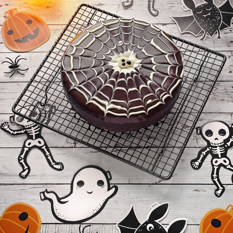 Spiderweb Brownie Cake