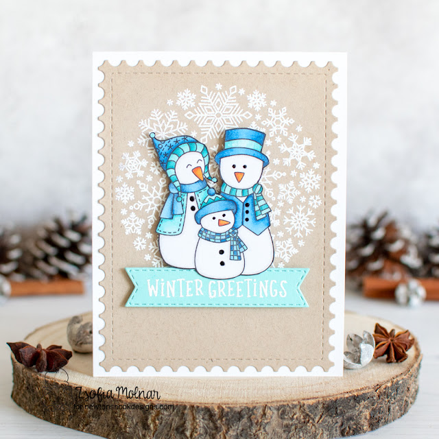 Snowman Card Duo by Zsofia Molnar | Snowfall Roundabout Stamp Set, Frosty Folks Stamp Set, Framework Die Set and Banner Trio Die Set by Newton's Nook Designs #newtonsnook #handmade