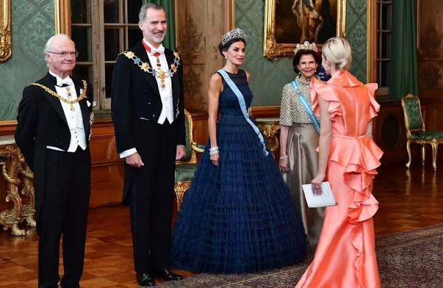 Queen Letizia wore a tulle ball dress by H&M. Crown Princess Victoria wore a wildflowers gown by Frida Jonsvens. Princess Sofia