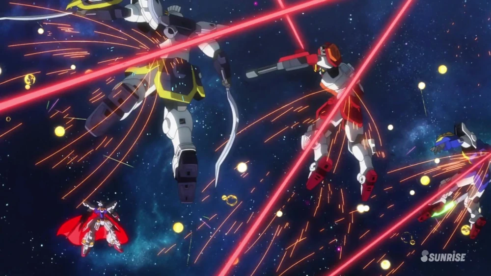 “Imagen de un Gundam de Try Age en una pose de acción”