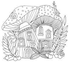 Fairy's Mushroom House Coloring Page