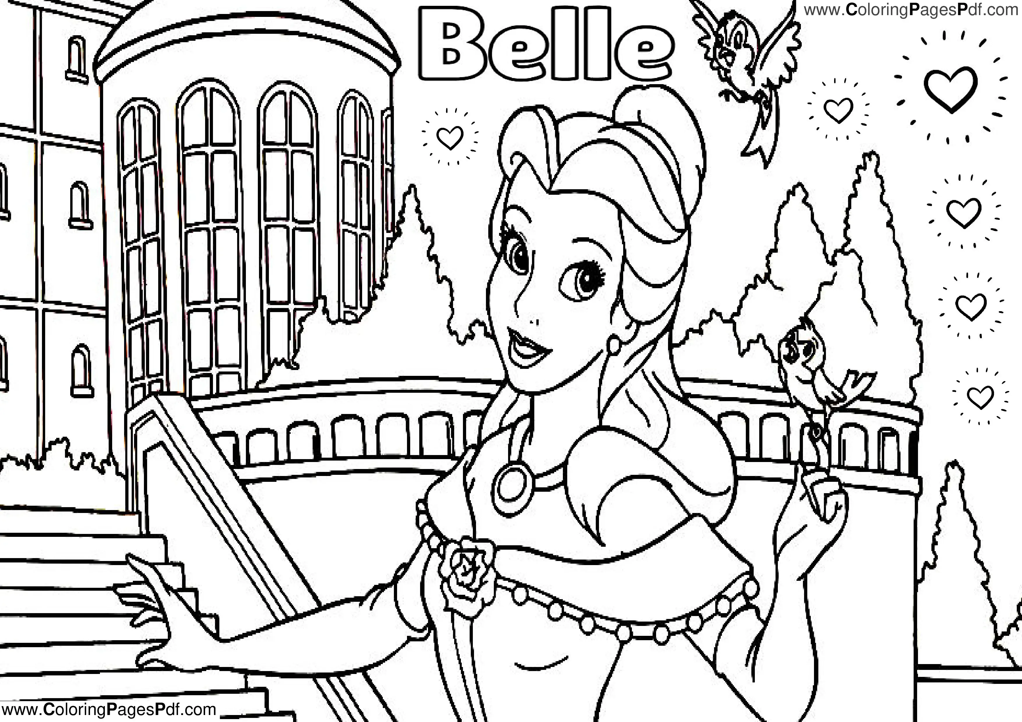 Free belle coloring pages