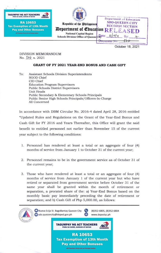  Update as of October 18, GRANT OF FY 2021 YEAR-END BONUS AND CASH GIFT | All Benefits up to 82, 000 are now Tax Exempted