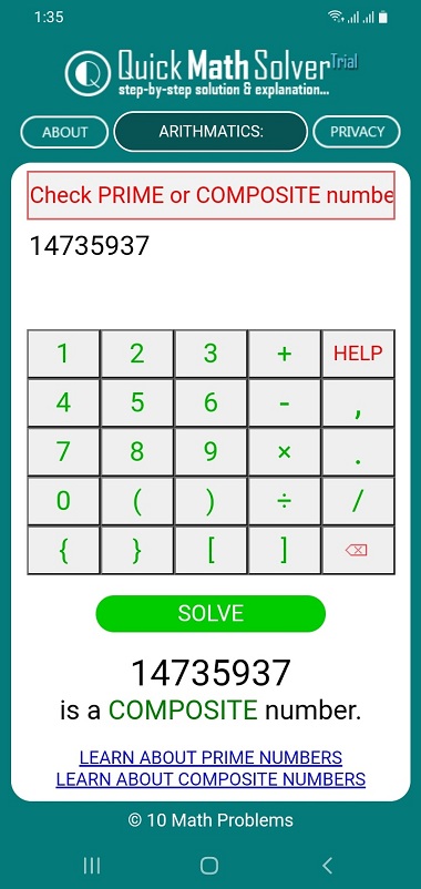 Quick Math Solver - Check Prime or Composite Number