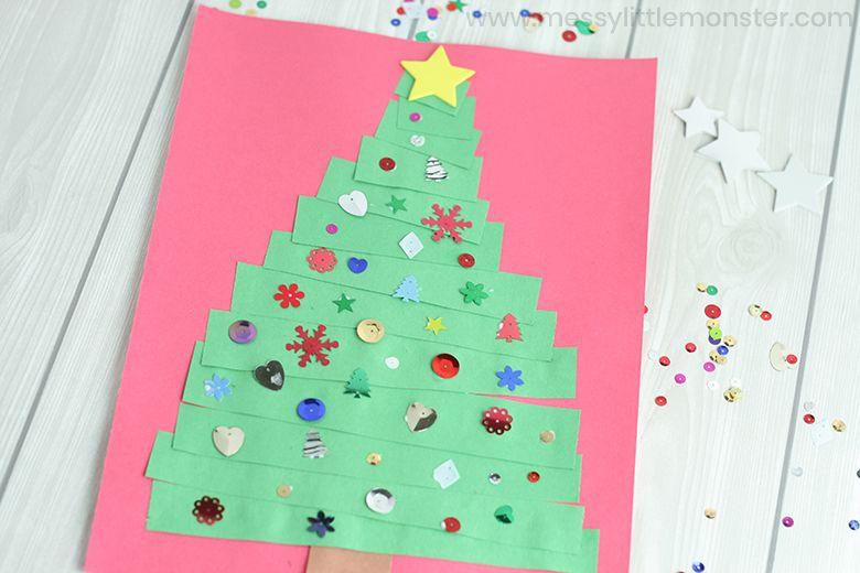 Toddler paper strip Christmas craft