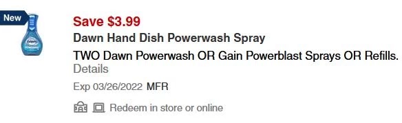 LOAD BOGO FREE Dawn Platinum Powerwash Dish Soap CVS APP MFR Digital Coupon (go to CVS App)($3.99 value)