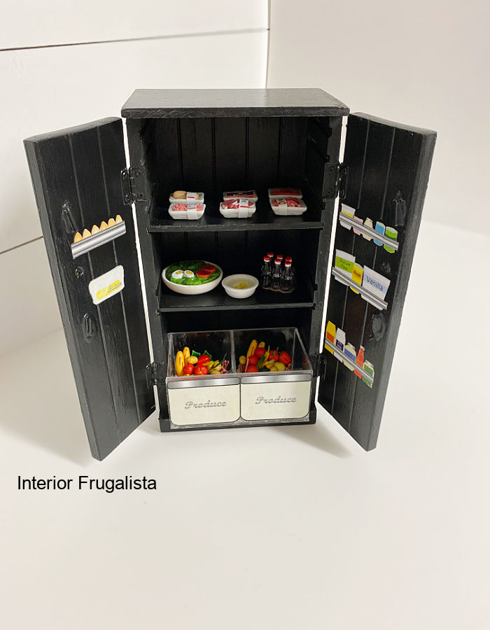 How to make dollhouse miniature kitchen appliances from recycled and repurposed materials with tutorial for fridge, stove, dishwasher, and microwave.