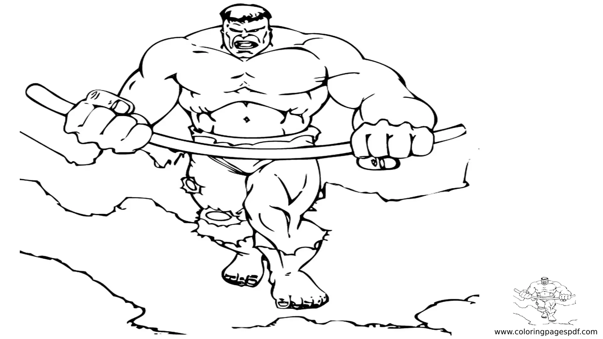 Coloring Pages Of Hulk Holding A Metal Bar