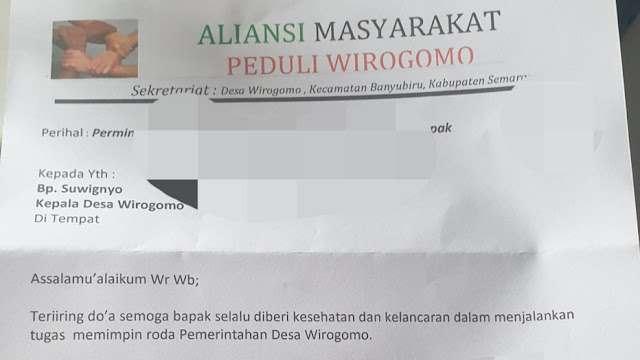 Sepasang Perangkat Desa Diduga Selingkuh, AMPW Layangkan Surat, Minta Jika Terbukti Harus Ditindak Tegas, Kades Wirogomo: "Selama Ini Baik-baik Saja, Tidak Ada Indikasi Perselingkuhan"