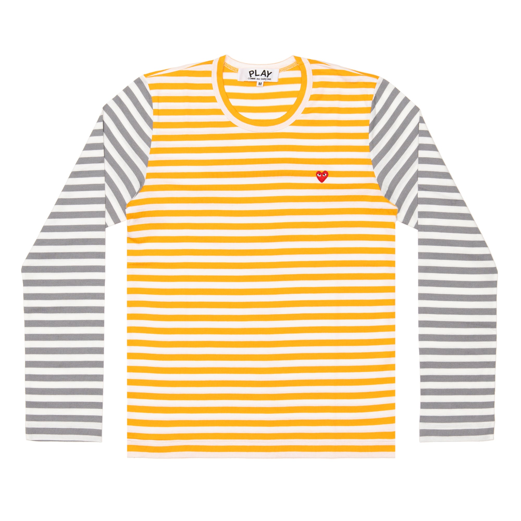 PLAY COMME des GARÇONS Small Red Heart Striped L/S T-Shirt (Yellow X Gray) Ladies: ¥10,010 Men's: ¥10,780