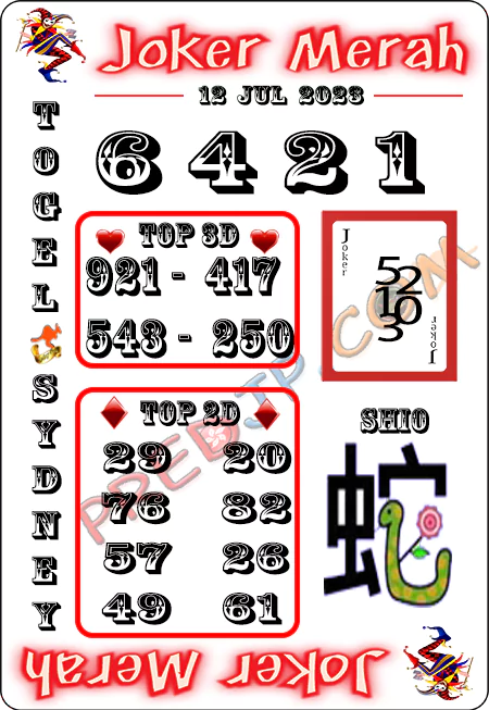 Prediksi Joker Merah Sdy Rabu 12-Juli-2023