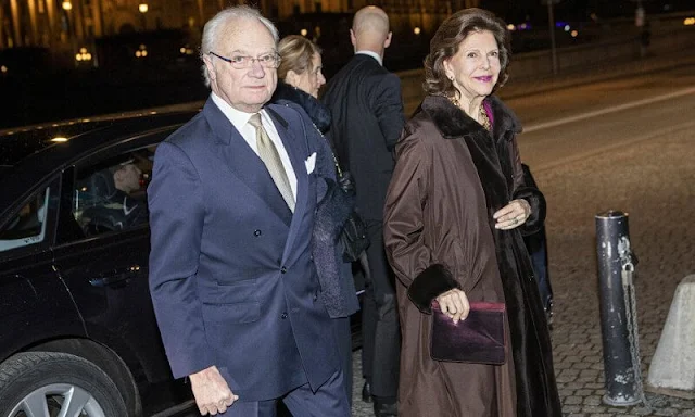 King Carl Gustaf, Queen Silvia, Crown Princess Victoria and Prince Daniel. Princess Victoria wore a gold flower dress by Dagmar