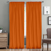 Orange trestle linen curtains