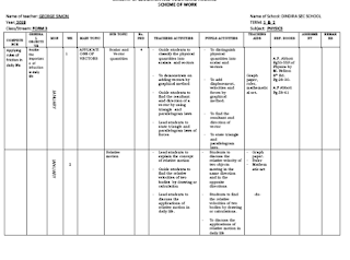 schemes of work in education