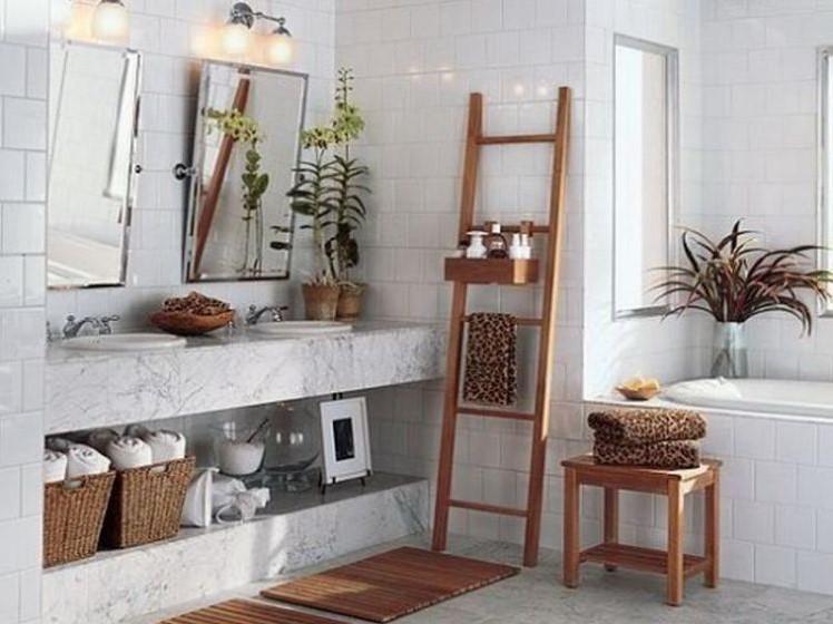 wooden towel ladders for bathrooms