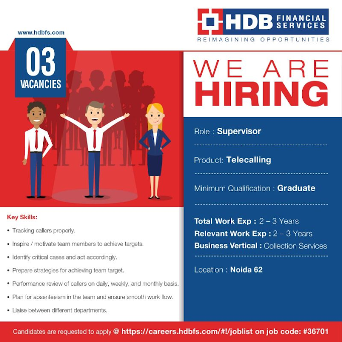HDB Financial Services Recruitment 2023 : Graduate Supervisor / Telecalling