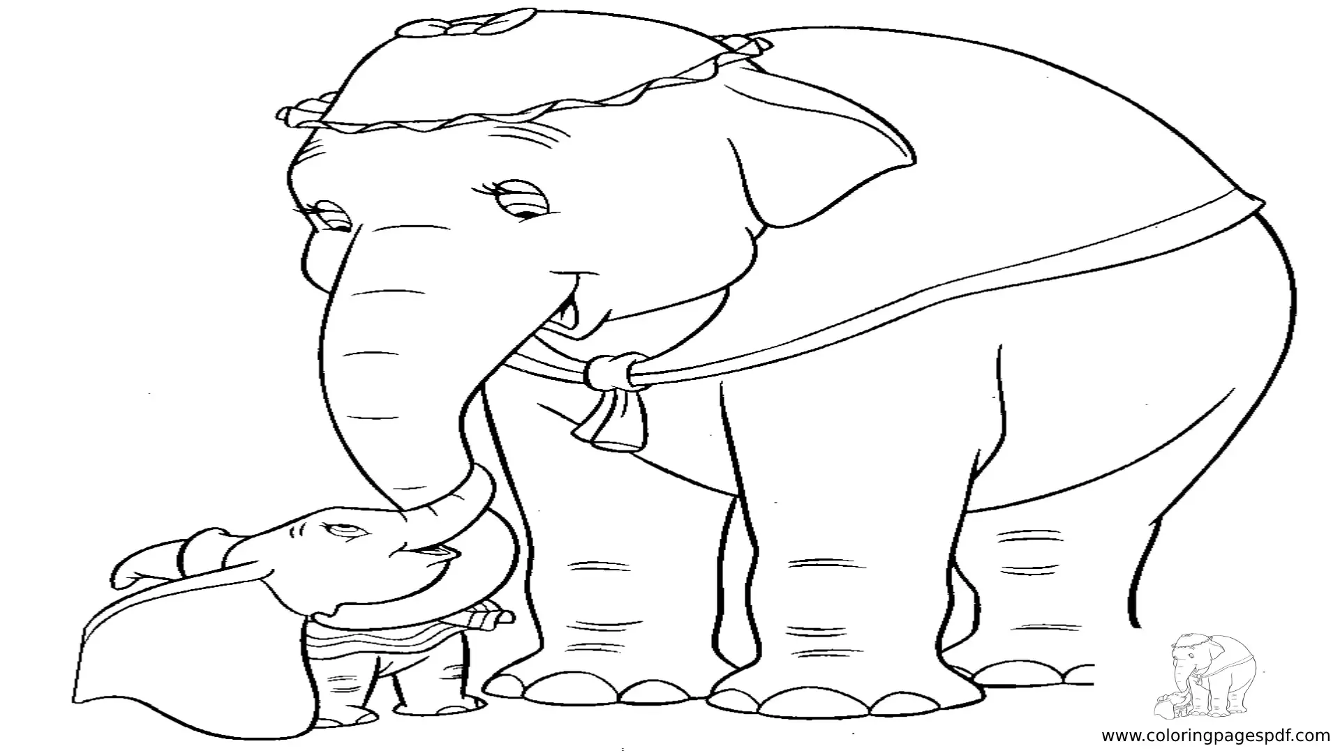 Coloring Pages Of  A Mother Holding Her Baby With Her Trunk