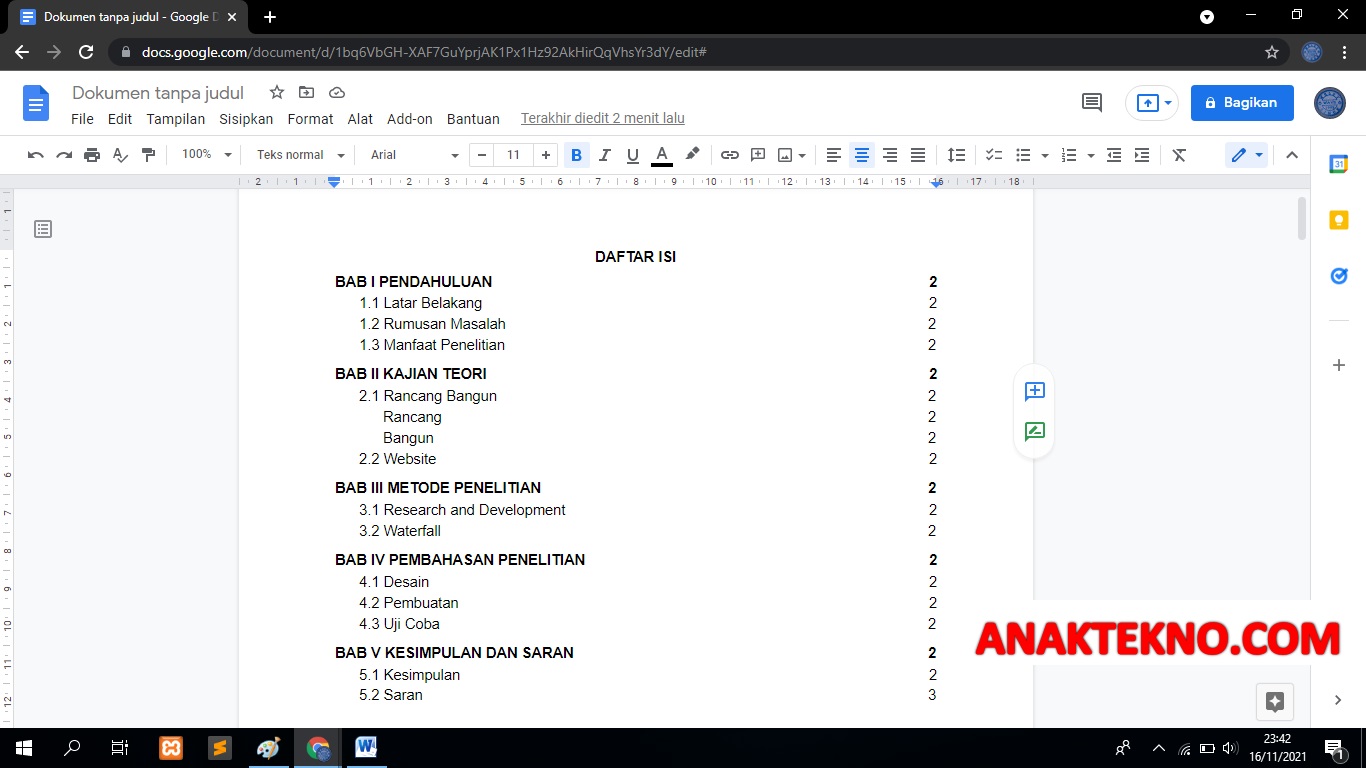 Cara Membuat Daftar Isi Otomatis Google Docs