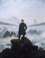 Wanderer above the Sea of Fog by Caspar David Friedrich c.1818, depiction of a Wanderer above the Mist, by German Romantic