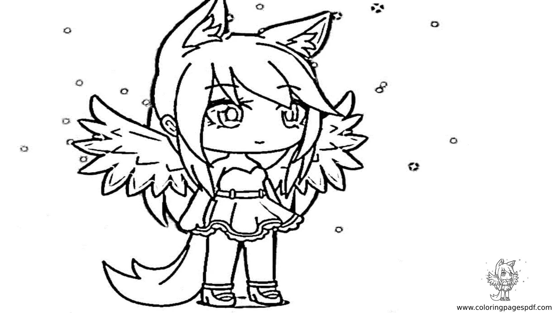 Coloring Pages Of Gacha Life Fox With Wings Female