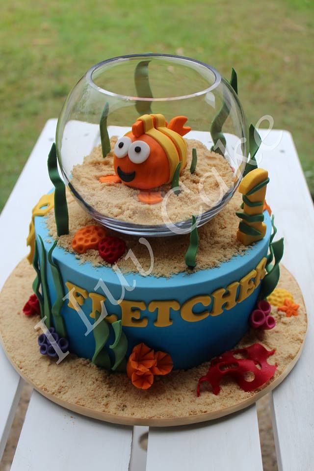 simple beach theme cake