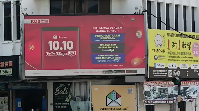 Shopee Ad Jalan Kota Taiping LED Billboard Advertising Beside Bangunan Malaysia Taiping Perak Jalan Sultan Abdullah Taiping Digital Out of Home Advertising
