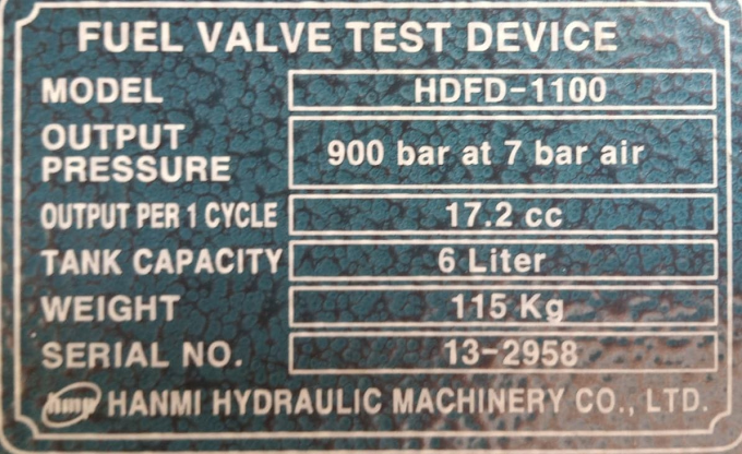 HMP HDFD-1100 FUEL VALVE TEST DEVICE