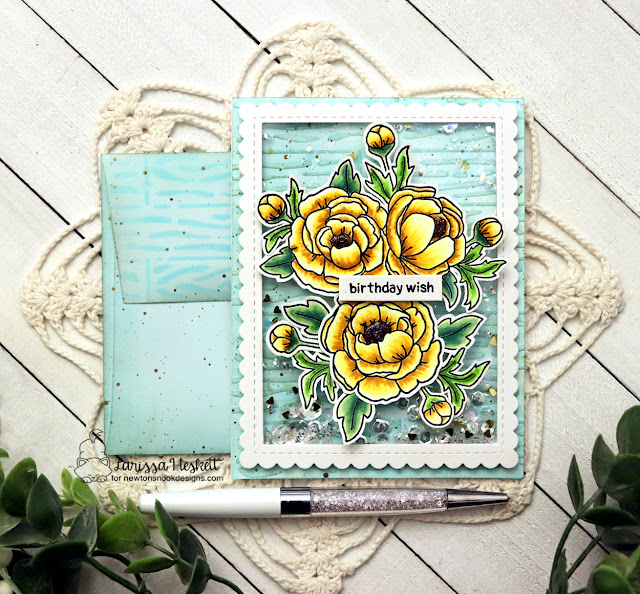 Birthday Shaker card by Larissa Heskett | Peony Blooms Stamp set by Newton's Nook Designs #newtonsnook