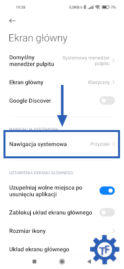 Sekcja ekran główny w ustawieniach MIUI