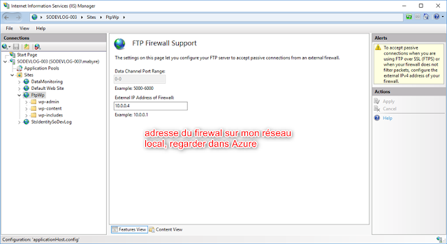 Manage site FTP configure firewall