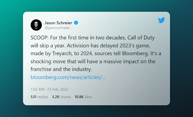 تأجيل لعبة Call of Duty 2023 للعام التالي 2024( تقرير بلومبرج)