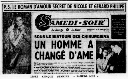 publicité pour Samedi-Soir parue dans L'Aurore du 7 décembre 1951 (avec une Une sur Gérard Philipe)