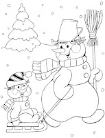 Snowman and man skiing drawing