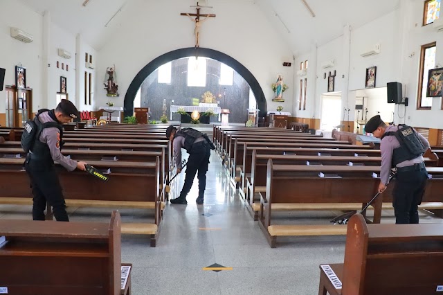 Polres Nganjuk Libatkan 350 Personel Pengamanan Gereja di Ibadah Kenaikan Isa Al Masih