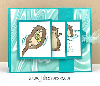 VIDEO: Stampin' Up! Sale-a-Bration Awesome Otters Waterfall Card Tutorial + PDF Download ~ www.juliedavison.com #stampinup