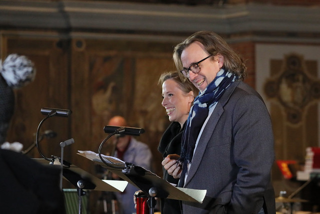 Rebecca Bottone & Andrew Watts at Opera21's recording session for Torsten Rasch's The Last Castrato