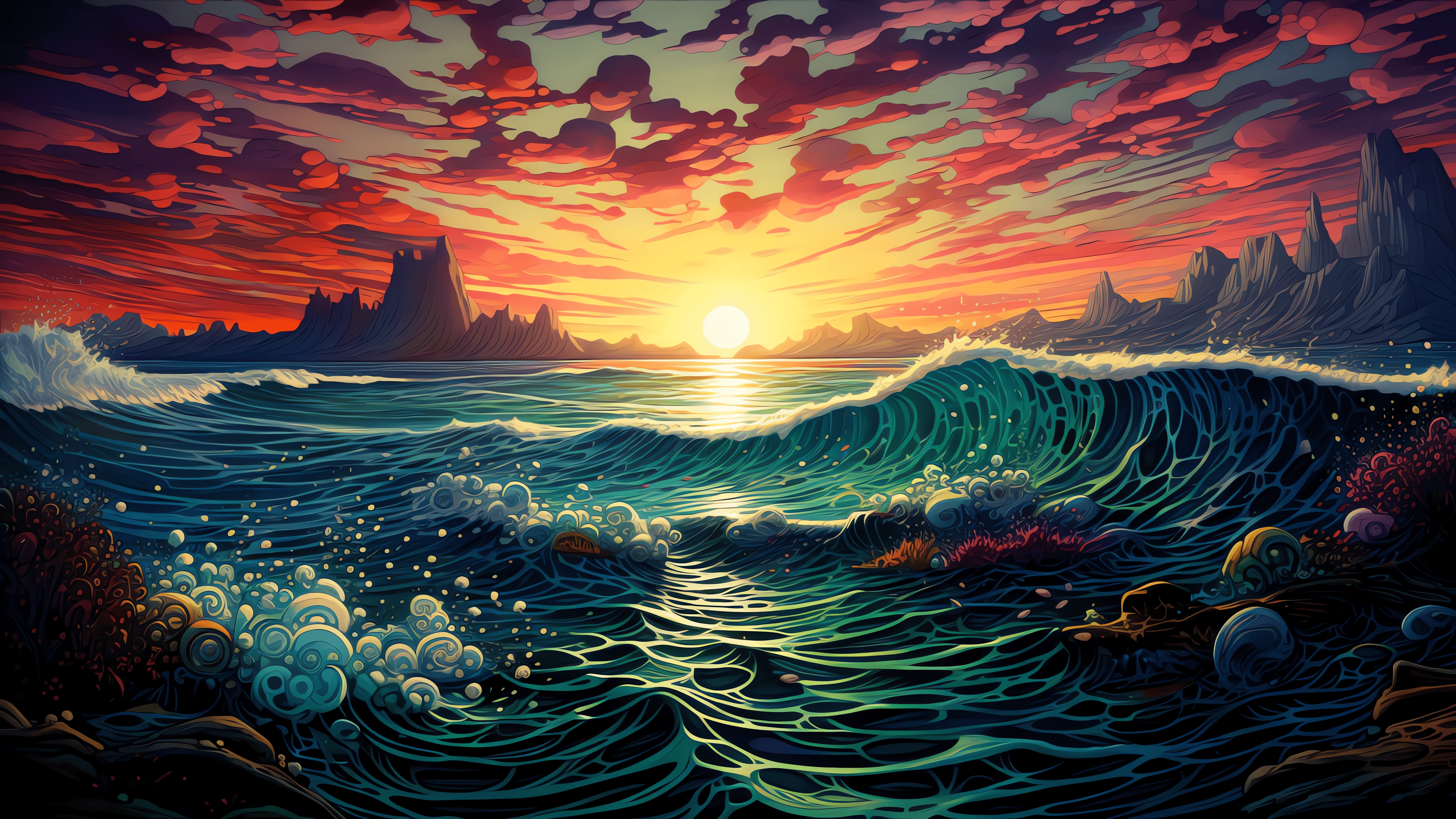 Enchanting Ocean Sunset: A Colorful Fantasy Voyage!