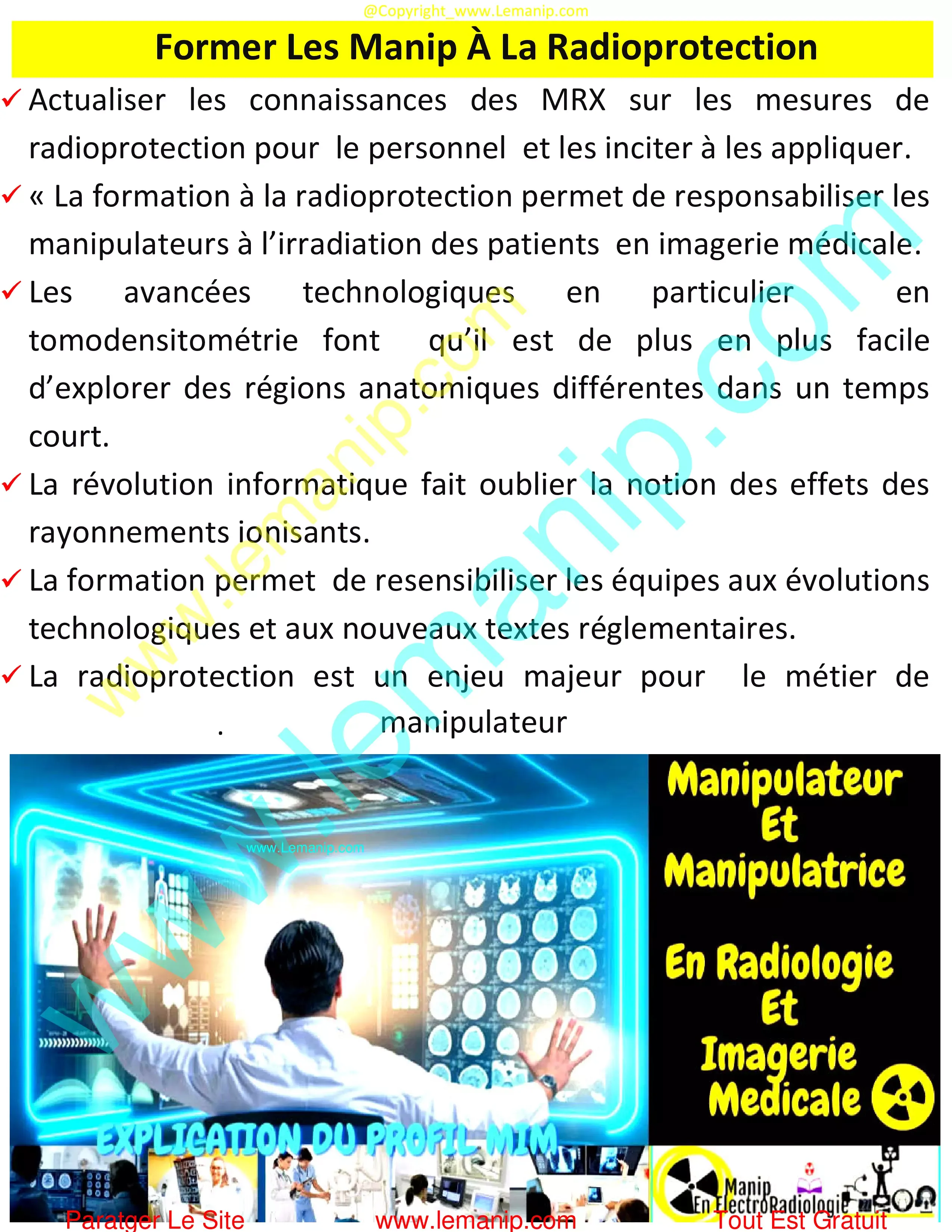 Former Les Manip En Radiologie À La Radioprotection