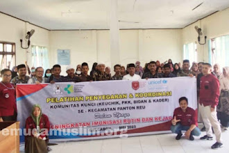Unicef dan Dinkes Kabupaten Aceh Barat Gandeng Pemuda Muslimin Provinsi Aceh Latih 205 Relawan Percepatan Imunisasi Rutin 