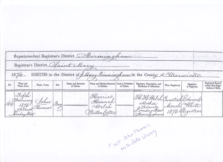 John Thomas Welch birth certificate 1876